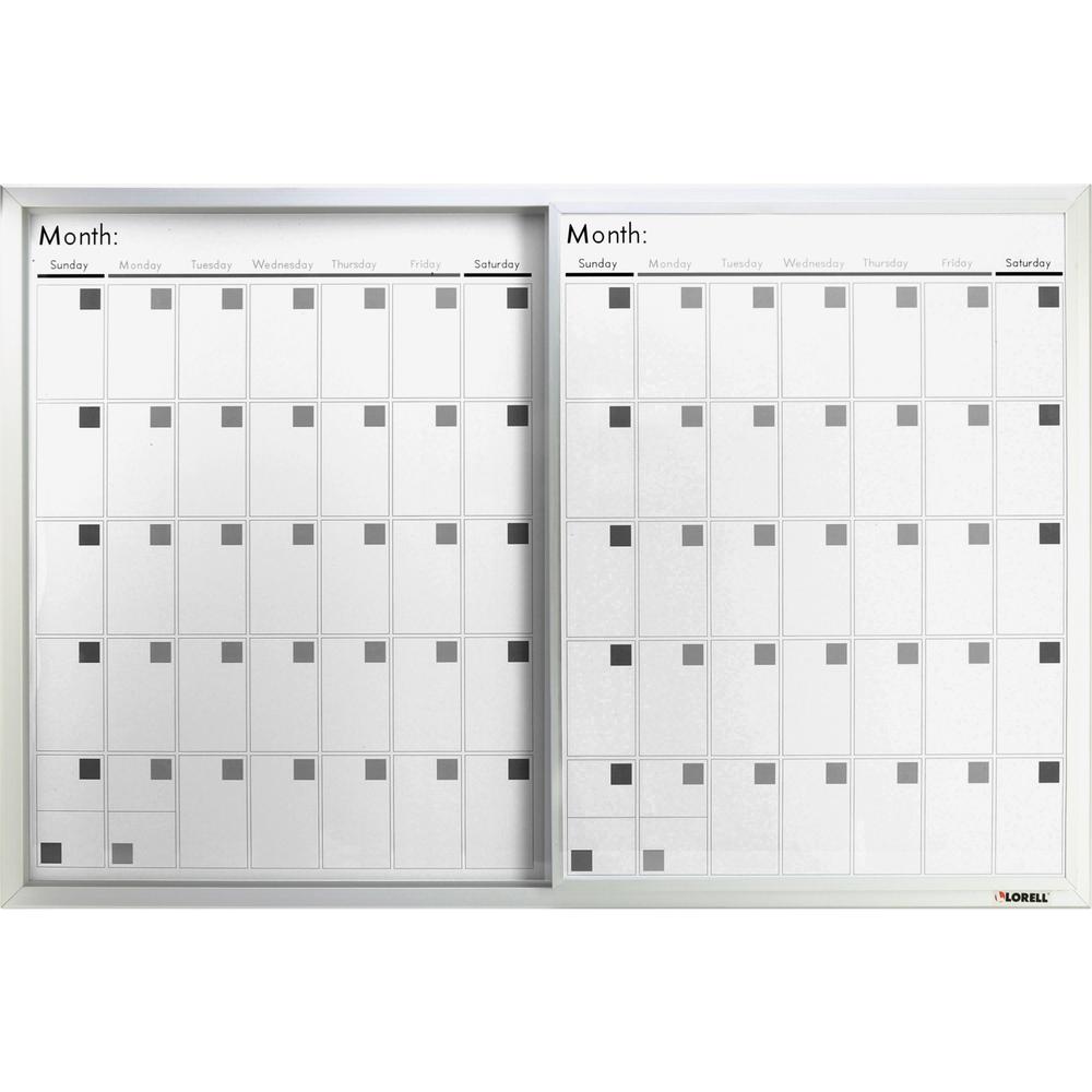 Lorell Magnetic Dry-Erase Calendar Board - 36" (3 ft) Width x 24" (2 ft) Height - Frost Surface - Rectangle - Magnetic - Stain Resistant - Assembly Required - 1 Each. Picture 1