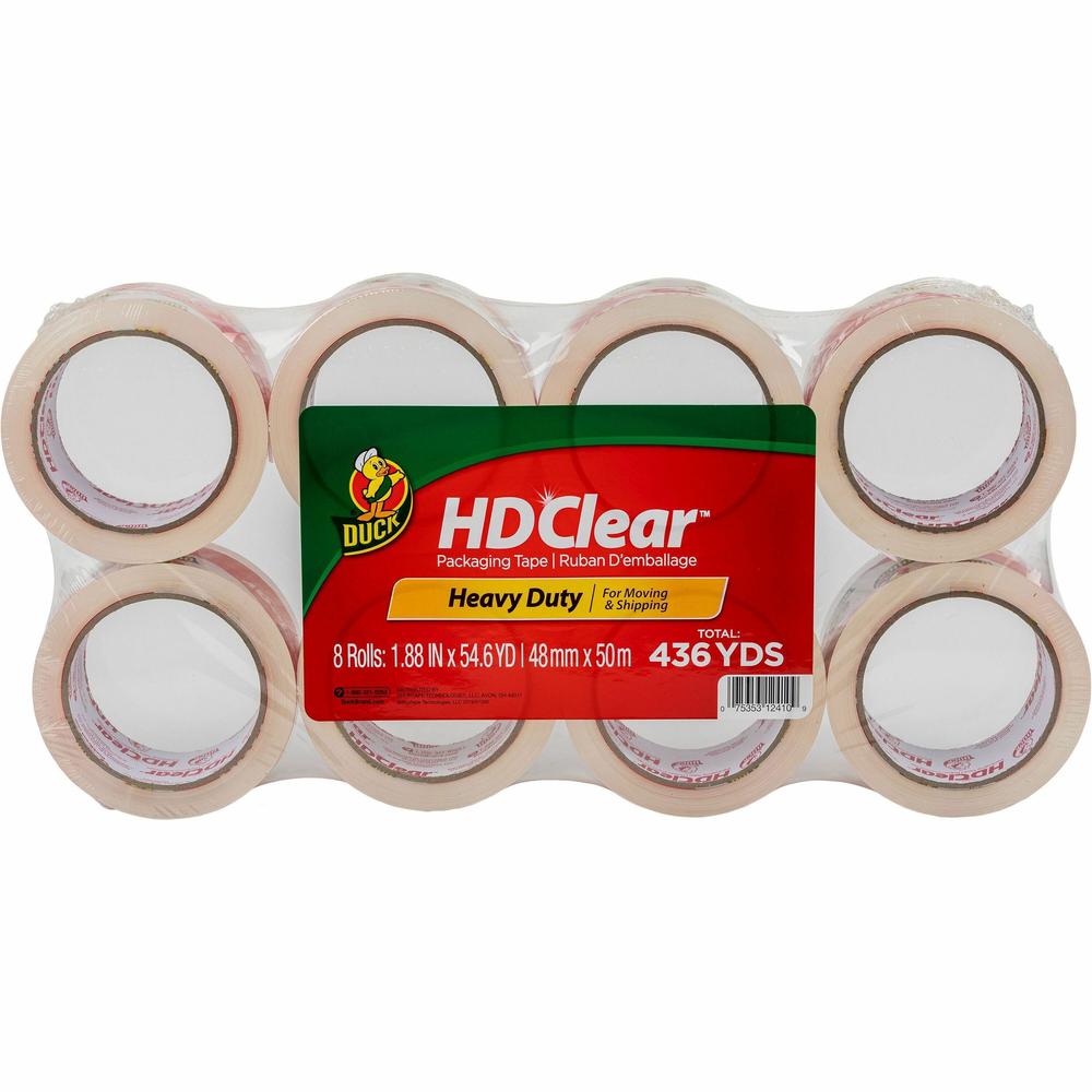 Duck Brand HD Clear Packing Tape - 54.60 yd Length x 1.88" Width - 2.6 mil Thickness - 3" Core - Acrylic - UV Resistant, Temperature Resistant - For Sealing, Shipping, Storing, Label Protection - 8 / . Picture 1