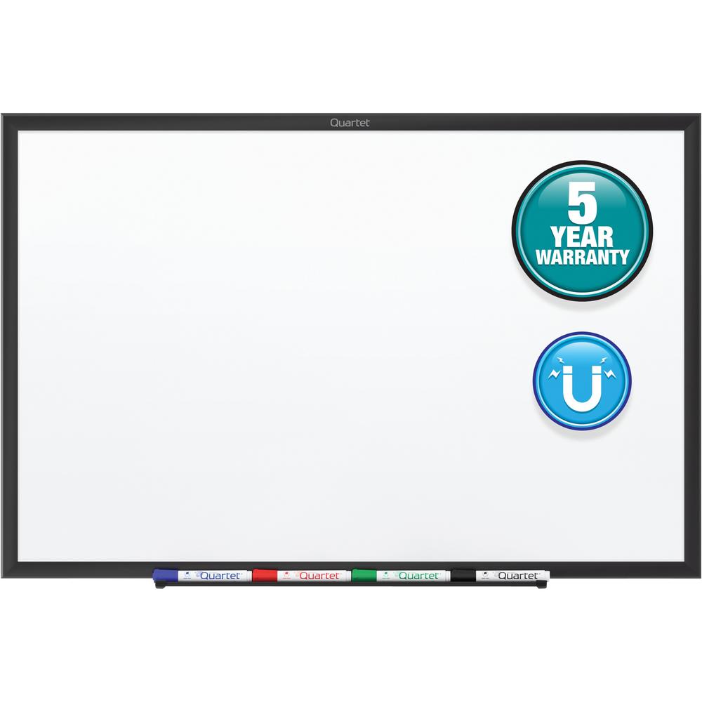 Quartet Classic Magnetic Whiteboard - 36" (3 ft) Width x 24" (2 ft) Height - White Painted Steel Surface - Black Aluminum Frame - Horizontal/Vertical - Magnetic - 1 Each. Picture 1