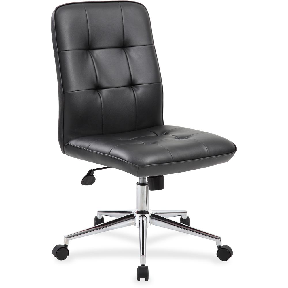 Boss Modern B330 Task Chair - Black Vinyl Seat - Chrome, Black Chrome Frame - 5-star Base - Black - 1 Each. Picture 1