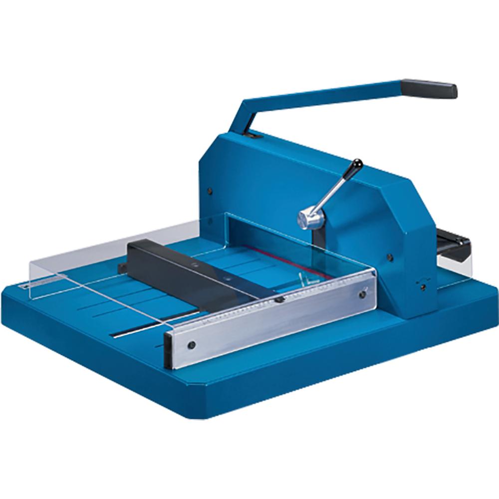 Dahle 846 Professional Stack Cutter - 500 Sheet Cutting Capacity - 16.88" Cutting Length - Ground Blade, Adjustable Alignment Guide, Durable, Burr-free Cut - Steel, Metal, Aluminum, Plastic - Blue - 3. Picture 1