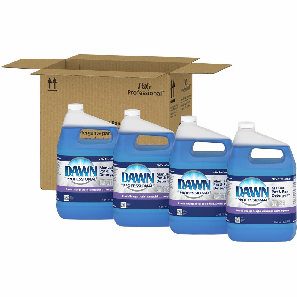 Dawn Manual Pot/Pan Detergent - For Pot, Pan - 128 fl oz (4 quart) - Original Scent - 4 / Carton - Blue. Picture 1
