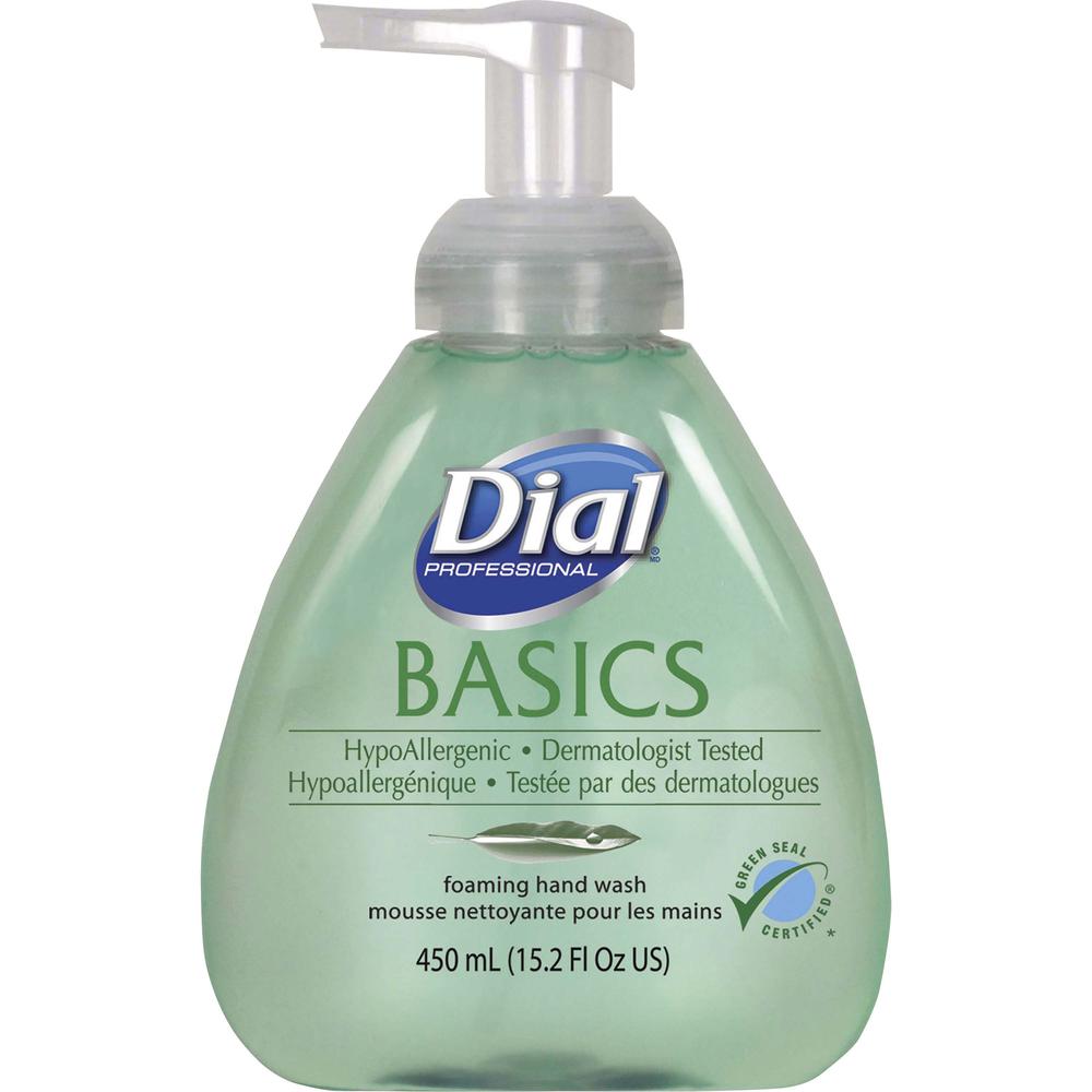 Dial Basics HypoAllergenic Foam Hand Soap - Fresh ScentFor - 15.2 fl oz (449.5 mL) - Pump Bottle Dispenser - Hand - Green - 4 / Carton. Picture 1