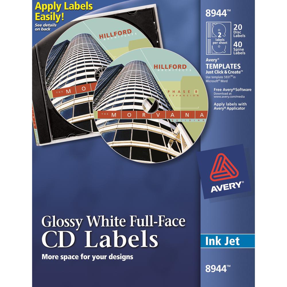 Avery&reg; Optical Disc Label - Inkjet - 20 / Pack. Picture 1