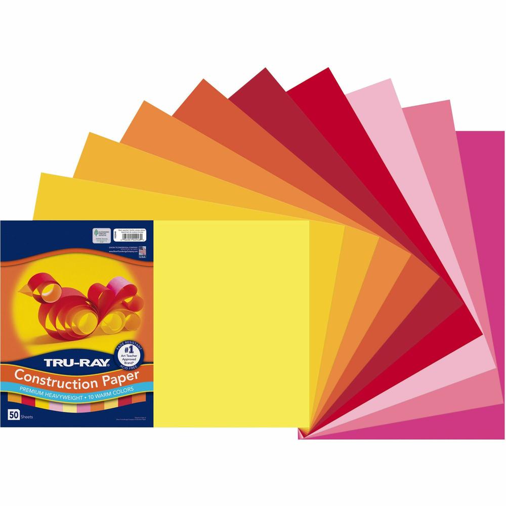 Tru-Ray Construction Paper - Project, Bulletin Board - 18"Width x 12"Length - 1 / Pack - Warm Assorted - Paper. Picture 1