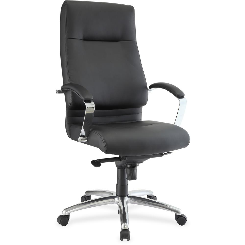 Lorell Modern Executive High-back Leather Chair - Leather Seat - Black Leather Back - 5-star Base - 1 Each. The main picture.