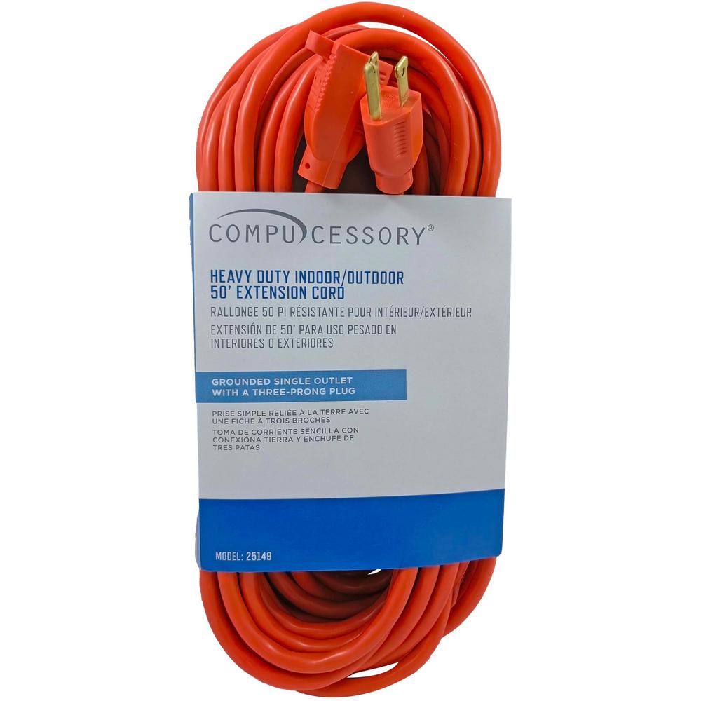 Compucessory Heavy-duty Indoor/Outdoor Extsn Cord - 16 Gauge - 125 V DC / 13 A - Orange - 50 ft Cord Length - 1. The main picture.