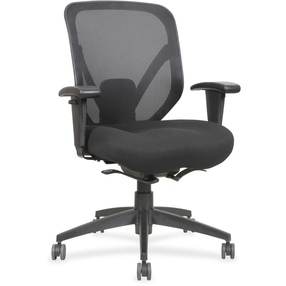 Lorell Self-tilt Mid-back Chair - Fabric Seat - Fabric Back - 5-star Base - Black - 1 Each. The main picture.