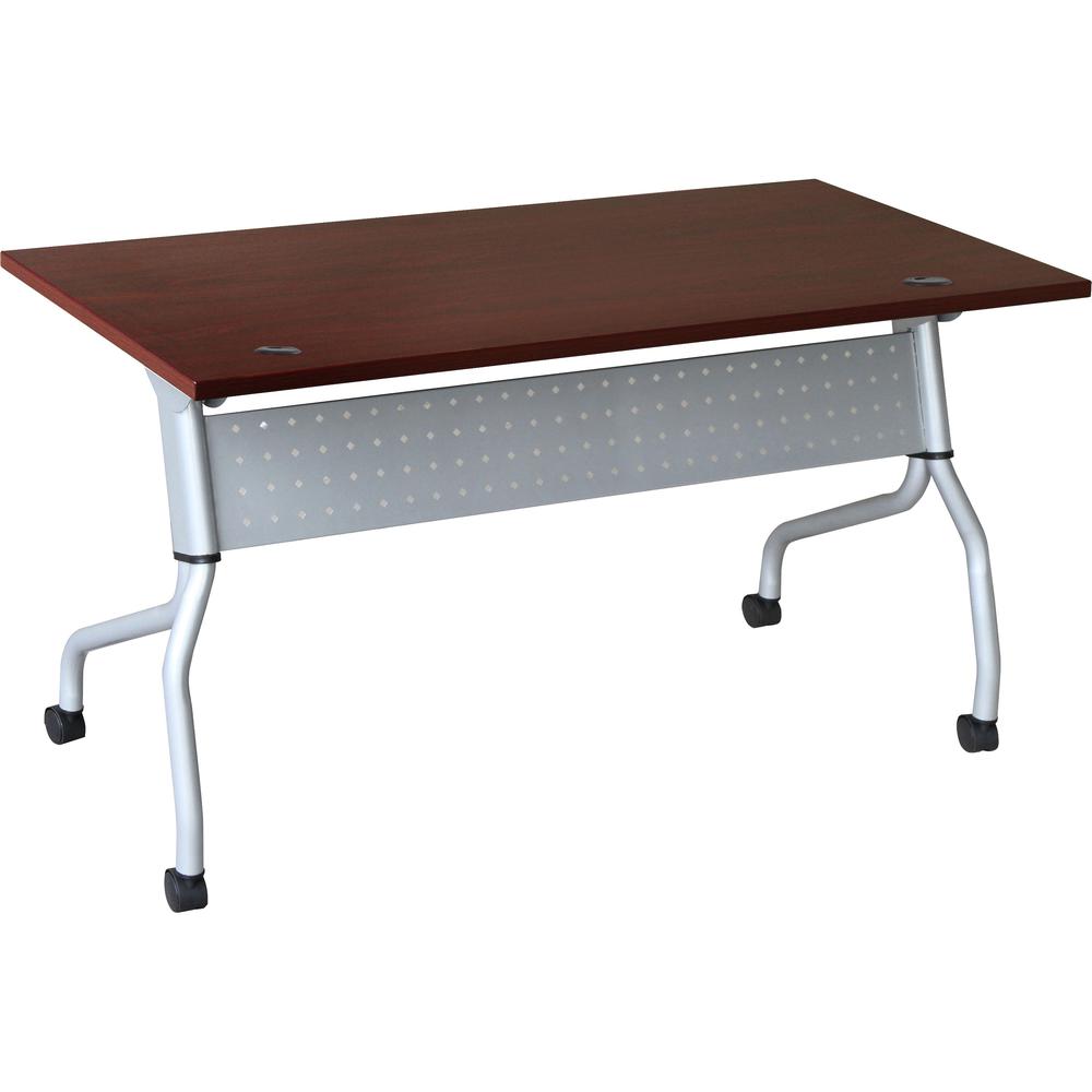 Lorell Flip Top Training Table - Rectangle Top - Four Leg Base - 4 Legs x 23.60" Table Top Width x 60" Table Top Depth - 29.50" Height x 59" Width x 23.63" Depth - Assembly Required - Mahogany - Nylon. Picture 1