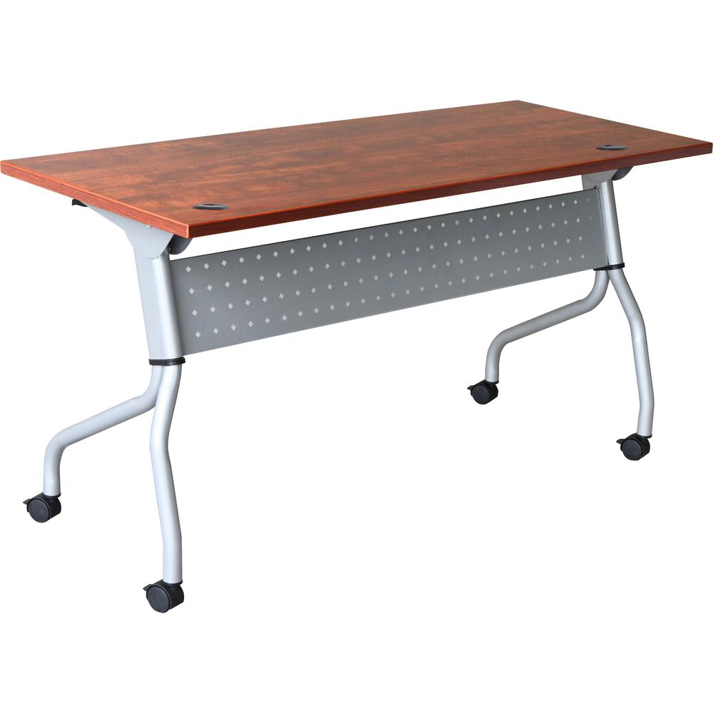 Lorell Flip Top Training Table - Rectangle Top - Four Leg Base - 4 Legs x 23.60" Table Top Width x 72" Table Top Depth - 29.50" Height x 70.88" Width x 23.63" Depth - Assembly Required - Cherry - Nylo. Picture 1