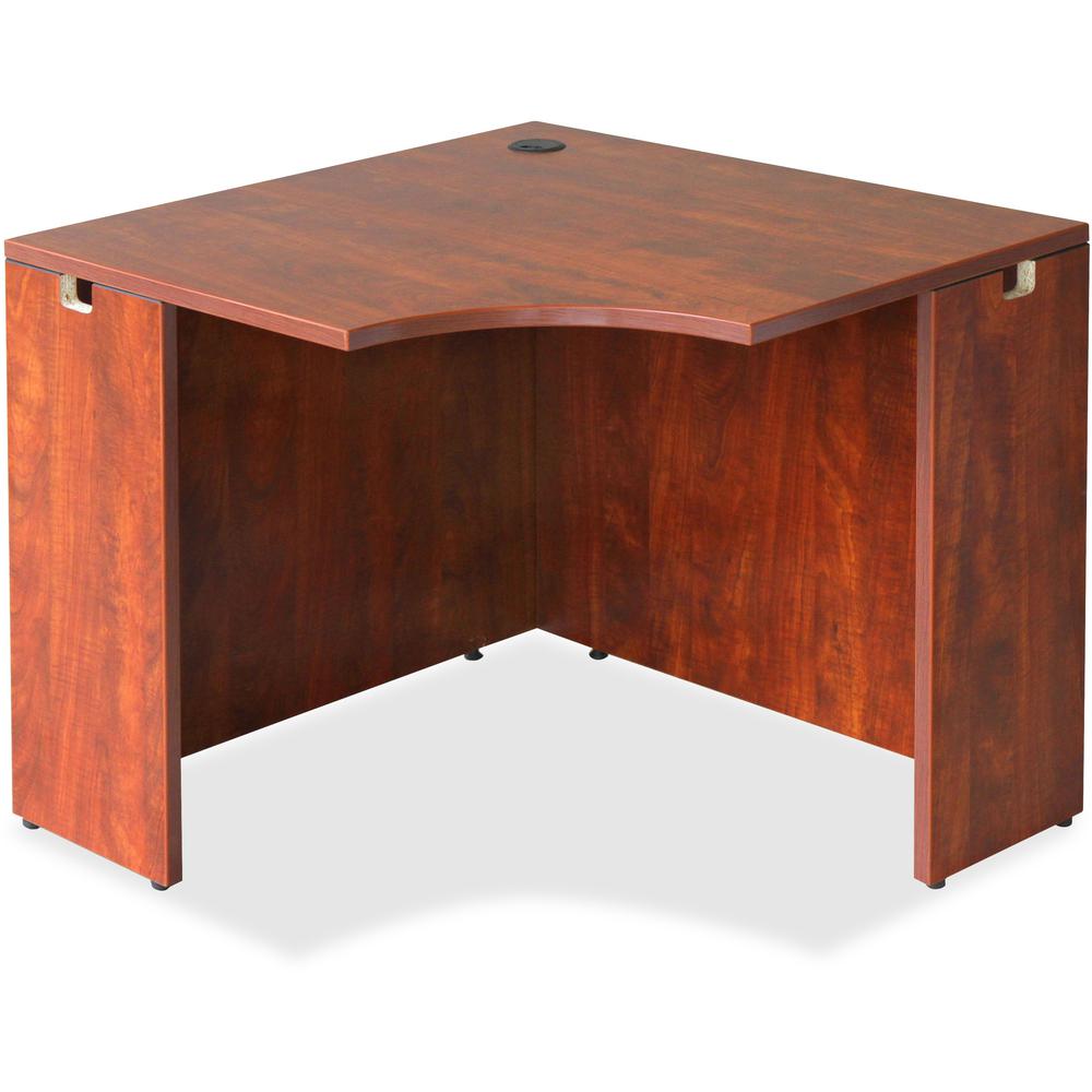 Lorell Essentials Series Corner Desk - Laminated Top - 35.38" Table Top Width x 35.38" Table Top Depth x 1" Table Top Thickness - 29.50" HeightAssembly Required - Cherry - 1 Each. Picture 1