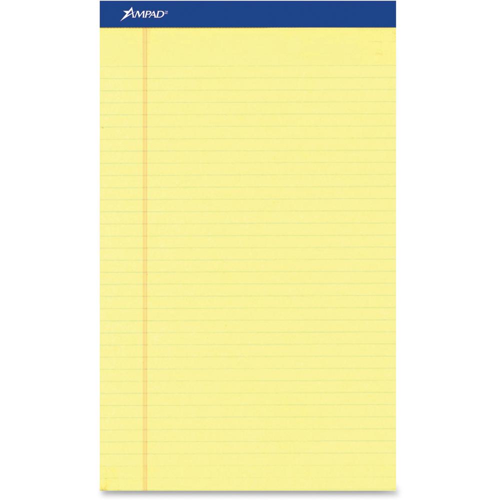 Ampad Perforated Ruled Pads - Letter - 50 Sheets - Stapled - 0.34" Ruled - Letter - 8 1/2" x 11"8.5" x 11.8" - Dark Blue Binding - Sturdy Back, Chipboard Backing, Perforated, Tear Resistant - 1 Dozen. Picture 1