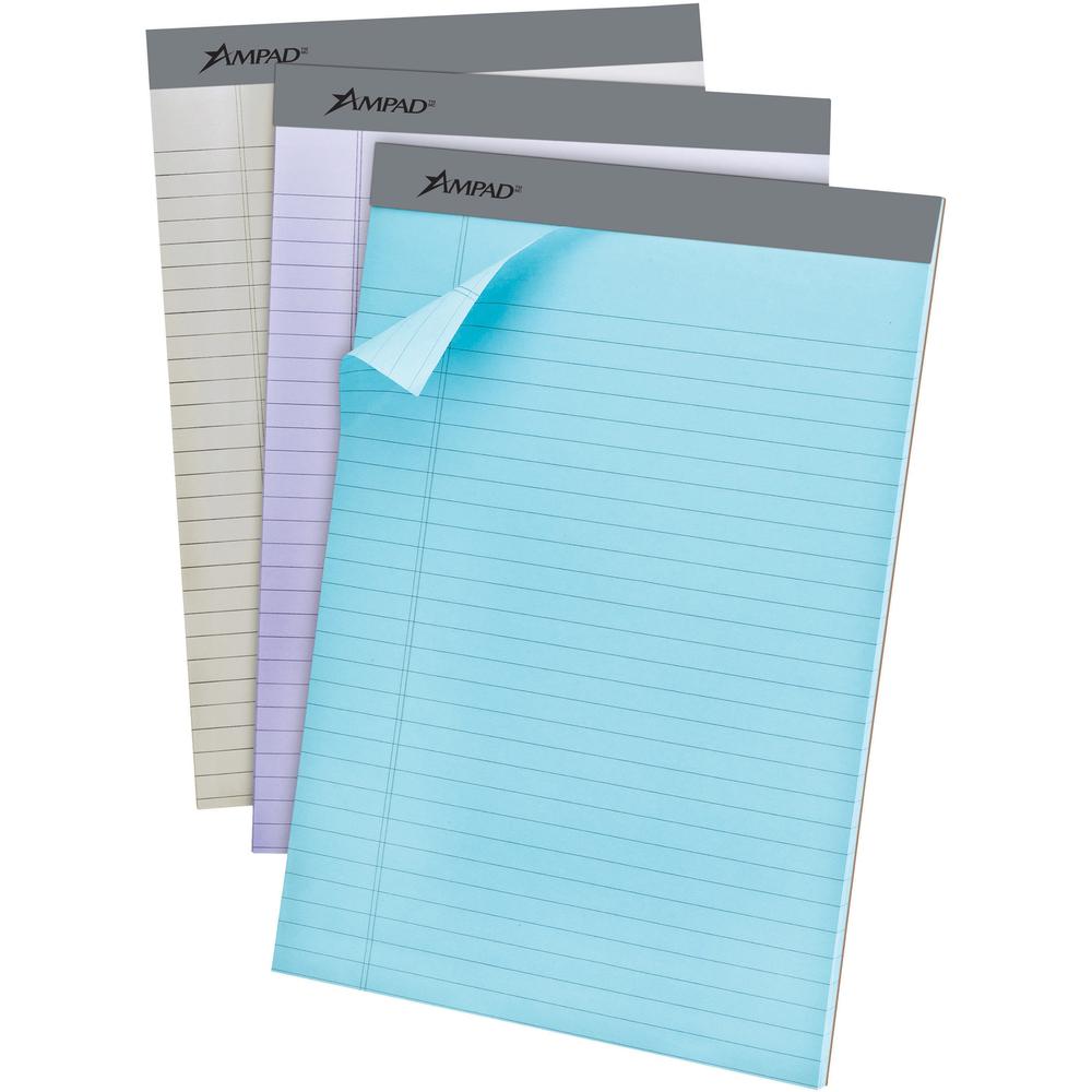 Ampad Pastel Legal - ruled Perforated Pads - Letter - 50 Sheets - 0.34" Ruled - 15 lb Basis Weight - 8 1/2" x 11" - Micro Perforated - 6 / Pack. Picture 1