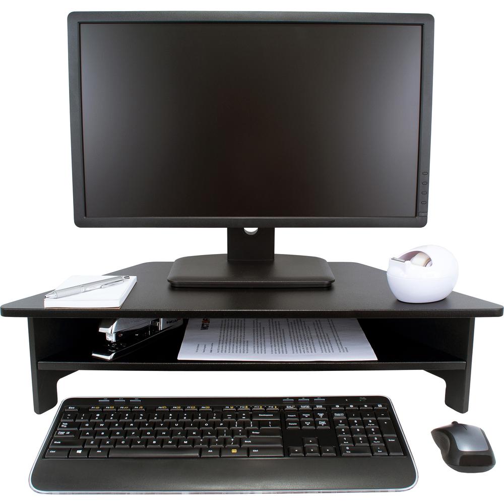 Victor High Rise Monitor Stand - Monitor Stand - Desk Riser - 7.5" Height x 27" Width x 11.5" Depth - Wood - Black. Picture 1