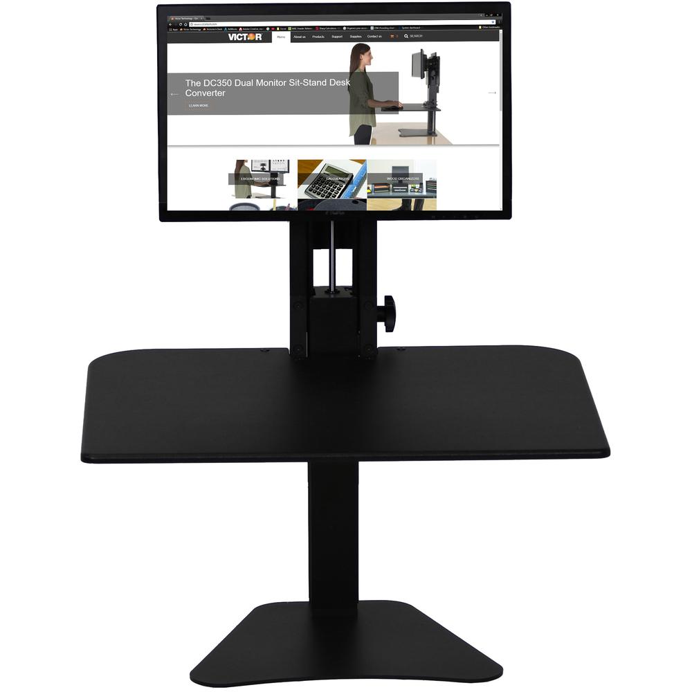 Victor High Rise Manual Standing Desk Workstation - Single Monitor Standing Desk Workstation - 11lb Monitor Capacity - 0" to 15.5" Height x 28" Width x 23" Depth - Standing Desk - Wood, Steel - Black. Picture 1