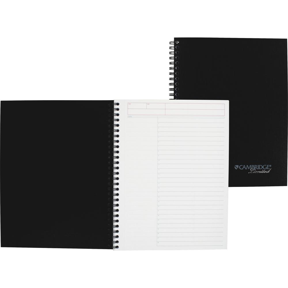 Mead Action Planner Business Notebook - Twin Wirebound - 9.50" x 7.5" x 0.6" - Black Cover - Pocket, Pen Loop, Perforated, Dual-sided Pocket, Bungee - Recycled - 1 Each. Picture 1