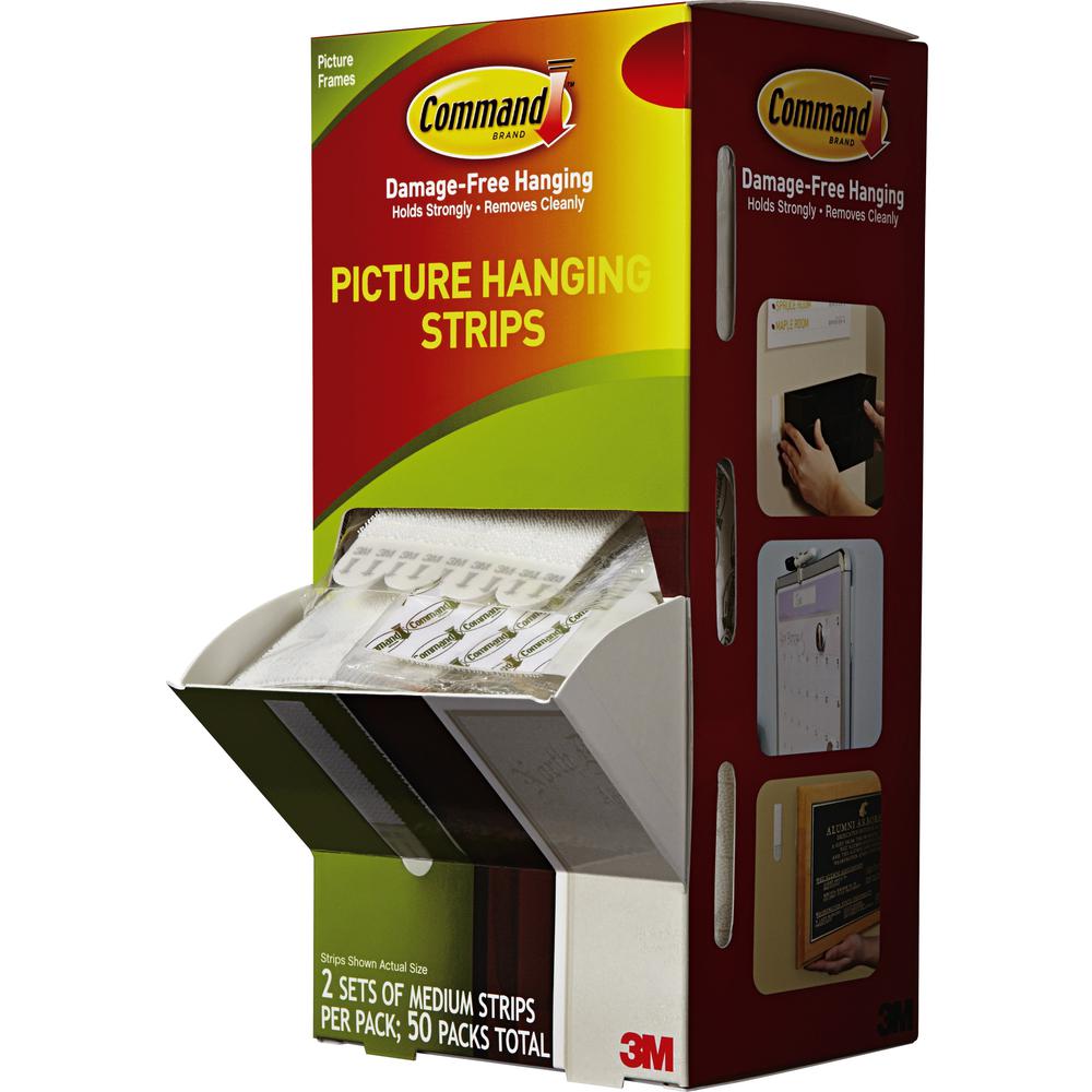 Command Picture Hanging Strips Trial Pack - 3 lb (1.36 kg) Capacity - 2.8" Length - for Pictures, Decoration, Art, Pictures - White - 50 / Carton. Picture 1