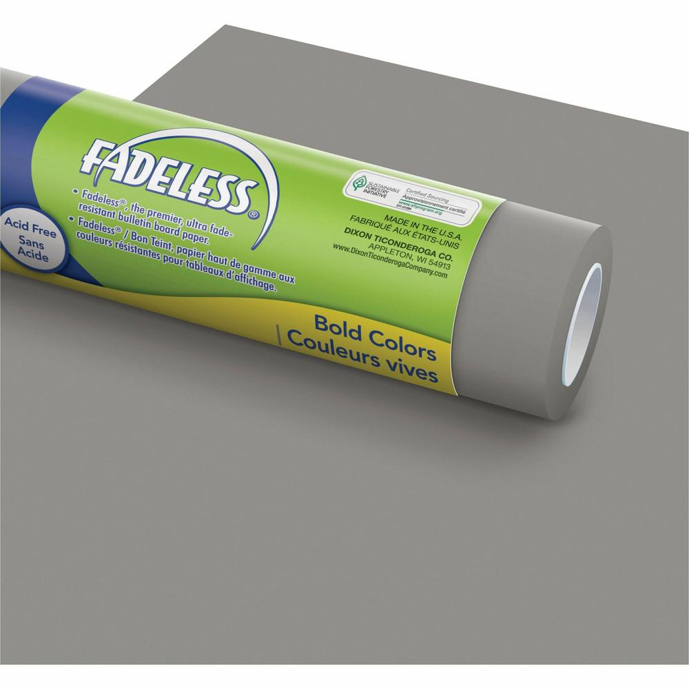 Fadeless Bulletin Board Art Paper - Bulletin Board, Art Project, Craft Project, School, Home, Office Project - 48"Width x 50 ftLength - 1 / Roll - Pewter. Picture 1