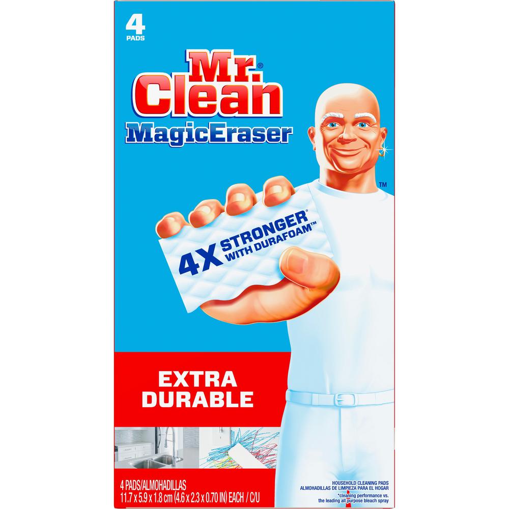 Mr. Clean Magic Eraser Extra Durable Pads - For Multipurpose - 4 / Box - Heavy Duty, Textured - White. Picture 1