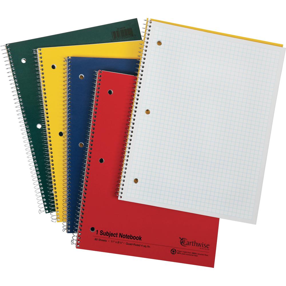Oxford 3 - Hole Punched Wirebound Notebook - Letter - 80 Sheets - Wire Bound - 15 lb Basis Weight - Letter - 8 1/2" x 11" - White Paper - AssortedKraft Cover - Micro Perforated, Rigid, Subject - Recyc. Picture 1