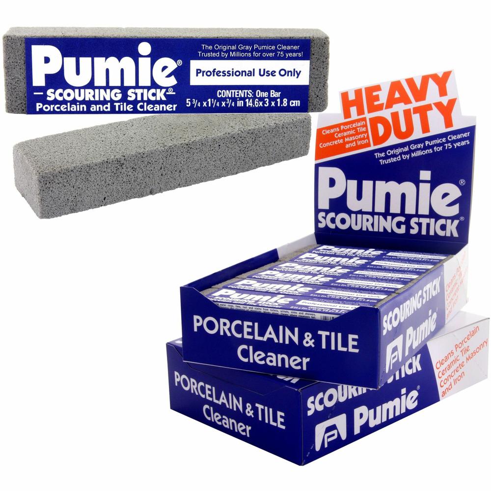 U.S. Pumice US Pumice Co. Heavy Duty Pumie Scouring Stick - For Multipurpose - 12 / Pack - Heavy Duty - Gray. Picture 1