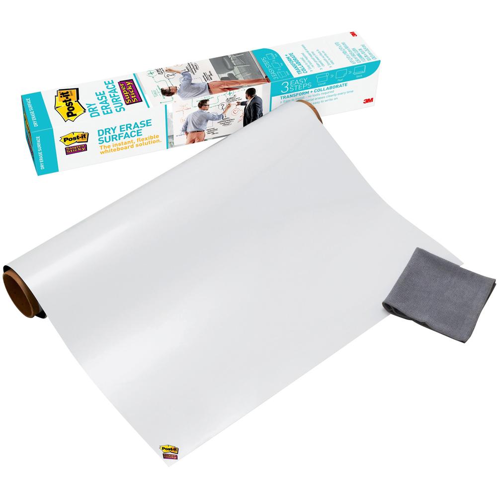 Post-it&reg; Self-Stick Dry-Erase Film Surface - White Surface - 24" (2 ft) Width x 36" (3 ft) Length - White Film - Rectangle - 1 / Pack. The main picture.