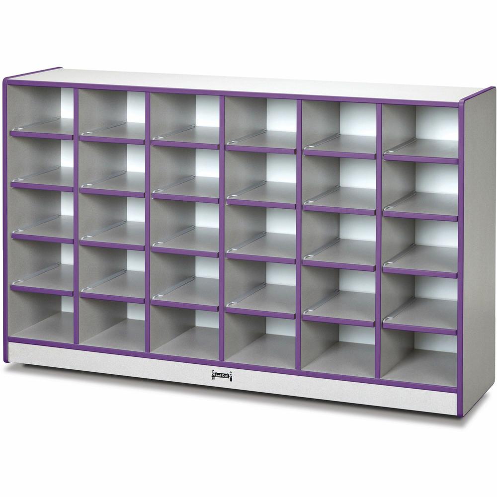 Jonti-Craft Rainbow Accents Toddler Single Storage - 30 Compartment(s) - 35.5" Height x 57.5" Width x 15" Depth - Laminated, Chip Resistant - Purple - Rubber - 1 Each. Picture 1