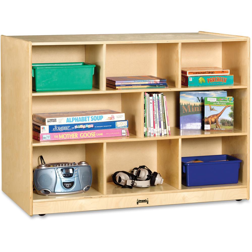 Jonti-Craft Rainbow Accents Super-size Double-sided Storage Shelf - 35.5" Height x 48" Width x 28.5" Depth - Durable, Yellowing Resistant, Rounded Corner - UV Acrylic - Baltic - Hard Rubber - 1 Each. Picture 1