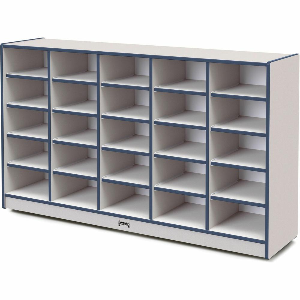 Jonti-Craft Rainbow Accents Cubbie Mobile Storage - 25 Compartment(s) - 35.5" Height x 60" Width x 15" Depth - Durable, Laminated - Navy - Hard Rubber - 1 Each. Picture 1
