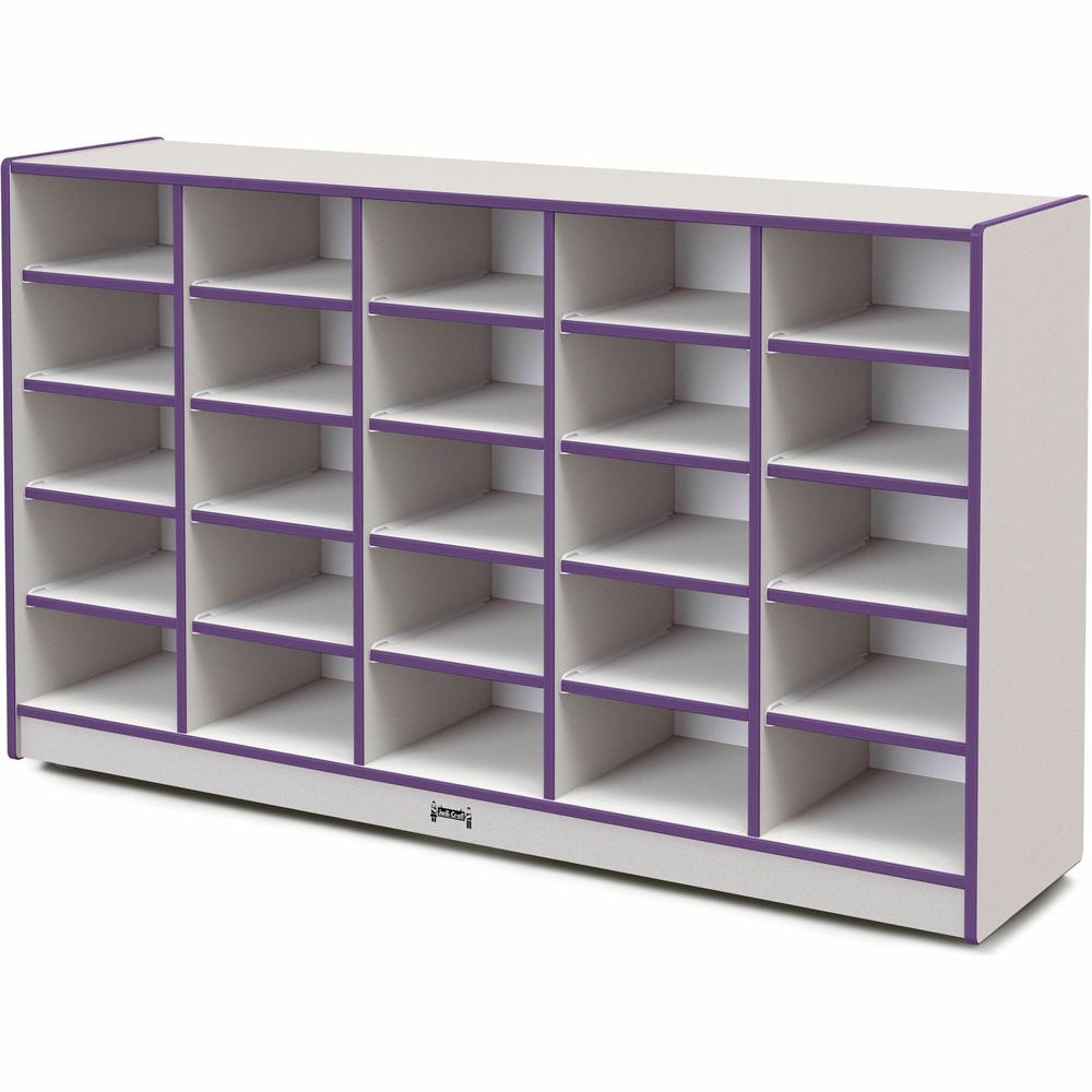 Jonti-Craft Rainbow Accents Cubbie Mobile Storage - 25 Compartment(s) - 35.5" Height x 60" Width x 15" Depth - Durable, Laminated - Purple - Hard Rubber - 1 Each. Picture 1