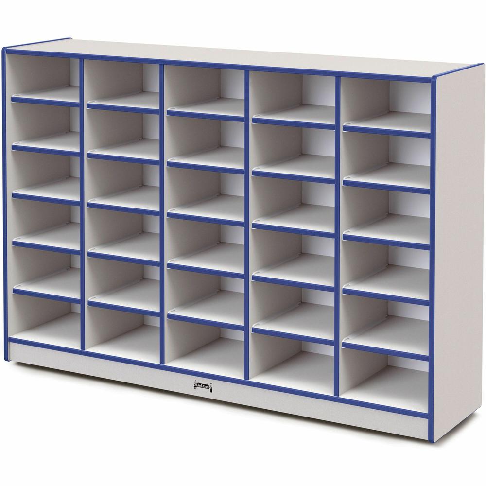 Jonti-Craft Rainbow Accents Cubbie Mobile Storage - 30 Compartment(s) - 42" Height x 60" Width x 15" Depth - Durable, Laminated - Blue - Hard Rubber - 1 Each. Picture 1