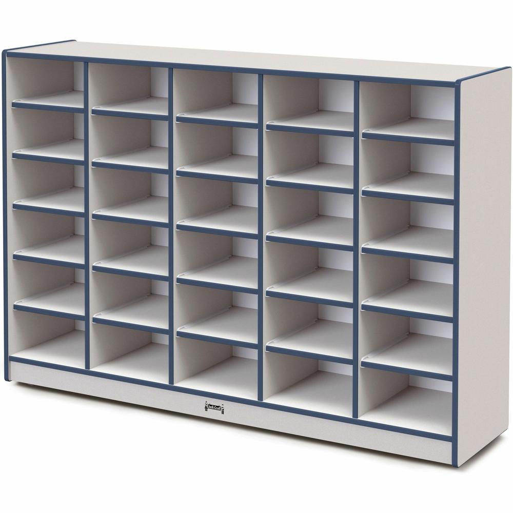 Jonti-Craft Rainbow Accents Cubbie Mobile Storage - 30 Compartment(s) - 42" Height x 60" Width x 15" Depth - Durable, Laminated - Navy - Hard Rubber - 1 Each. Picture 1