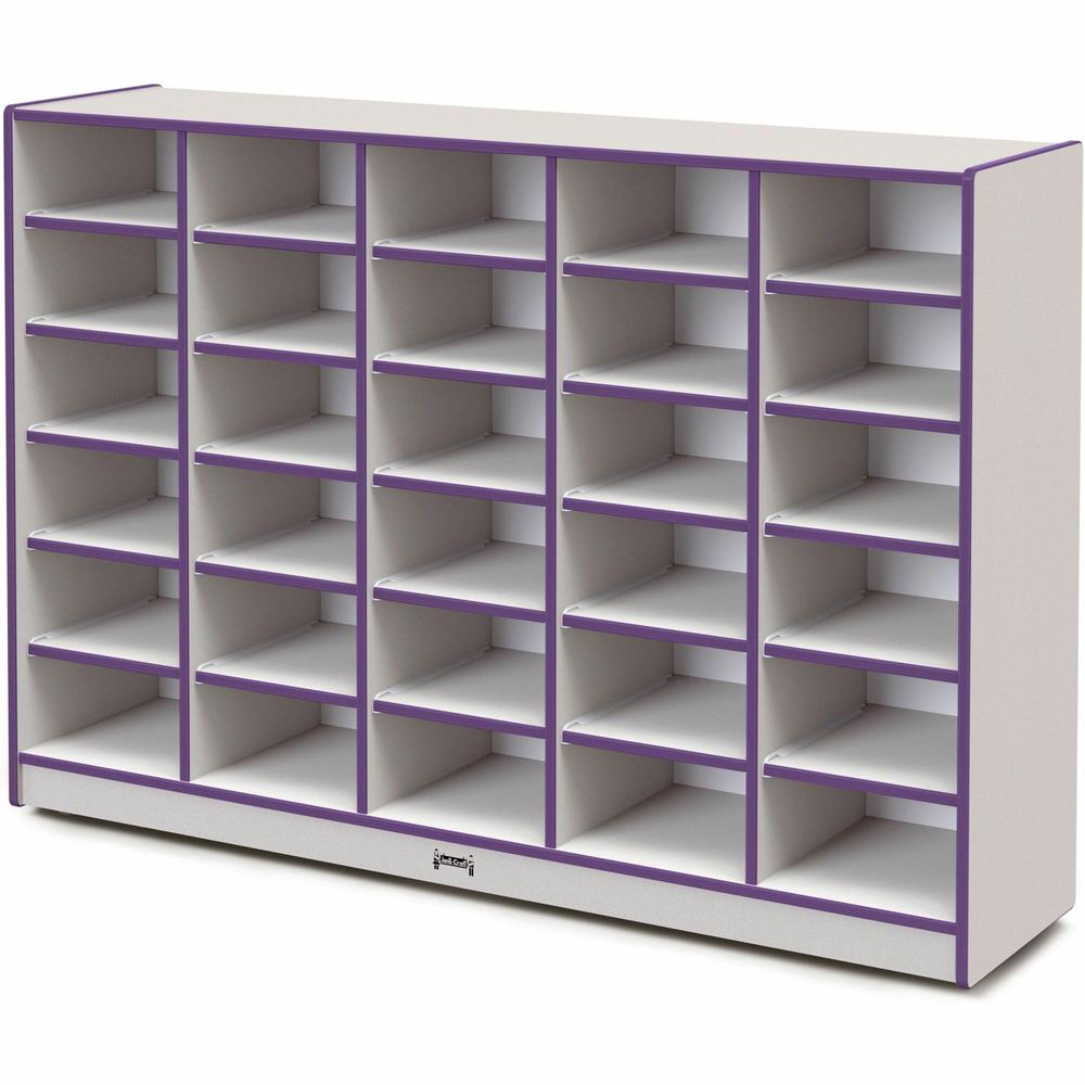 Jonti-Craft Rainbow Accents Cubbie Mobile Storage - 30 Compartment(s) - 42" Height x 60" Width x 15" Depth - Durable, Laminated - Purple - Hard Rubber - 1 Each. Picture 1