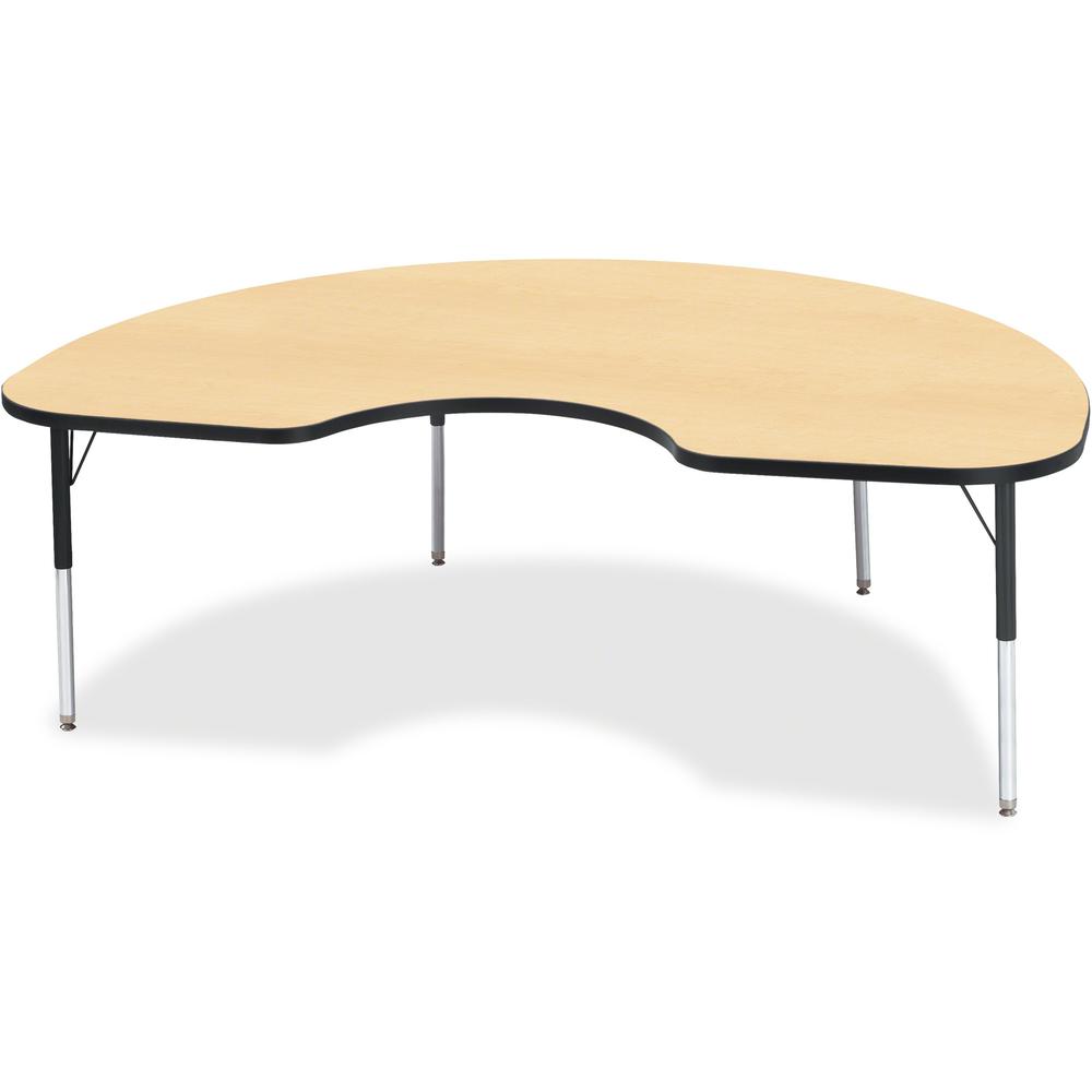 Jonti-Craft Berries Elementary Height Color Top Kidney Table - Laminated Kidney-shaped, Maple Top - Four Leg Base - 4 Legs - Adjustable Height - 15" to 24" Adjustment - 72" Table Top Length x 48" Tabl. Picture 1