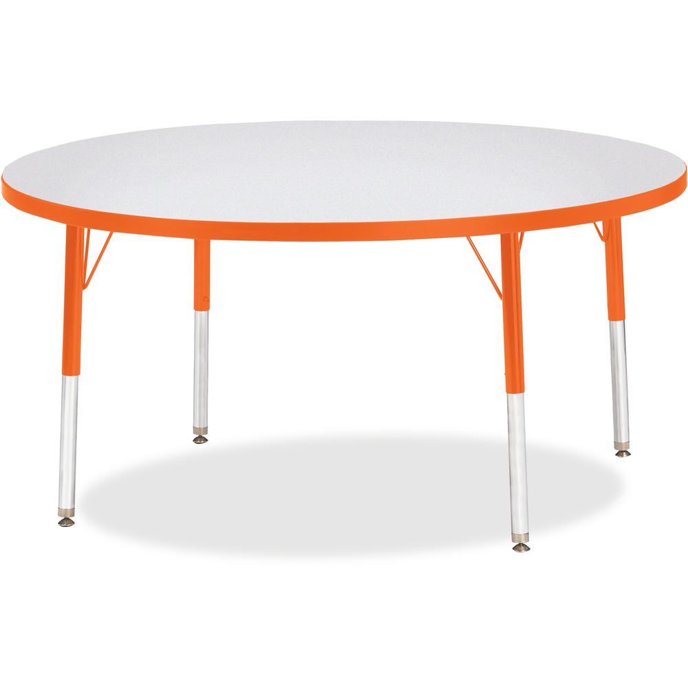 Jonti-Craft Berries Elementary Height Color Edge Round Table - Orange Round Top - Four Leg Base - 4 Legs - Adjustable Height - 15" to 24" Adjustment x 1.13" Table Top Thickness x 48" Table Top Diamete. Picture 1
