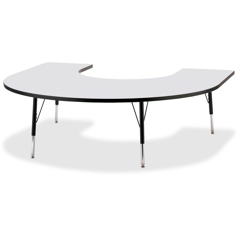 Jonti-Craft Berries Elementary Height Prism Edge Horseshoe Table - Black Horseshoe-shaped, Laminated Top - Four Leg Base - 4 Legs - Adjustable Height - 15" to 24" Adjustment - 66" Table Top Length x 6. Picture 1