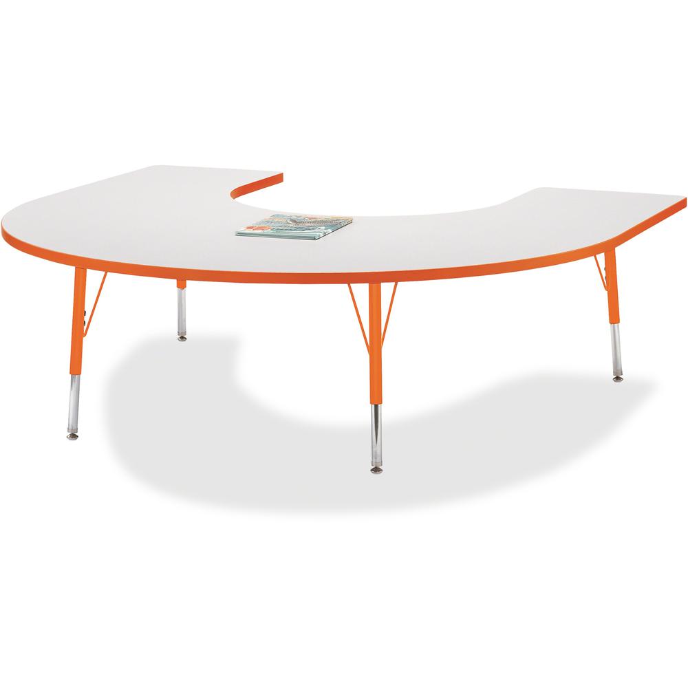 Jonti-Craft Berries Elementary Height Prism Edge Horseshoe Table - Laminated Horseshoe-shaped, Orange Top - Four Leg Base - 4 Legs - Adjustable Height - 15" to 24" Adjustment - 66" Table Top Length x . Picture 1
