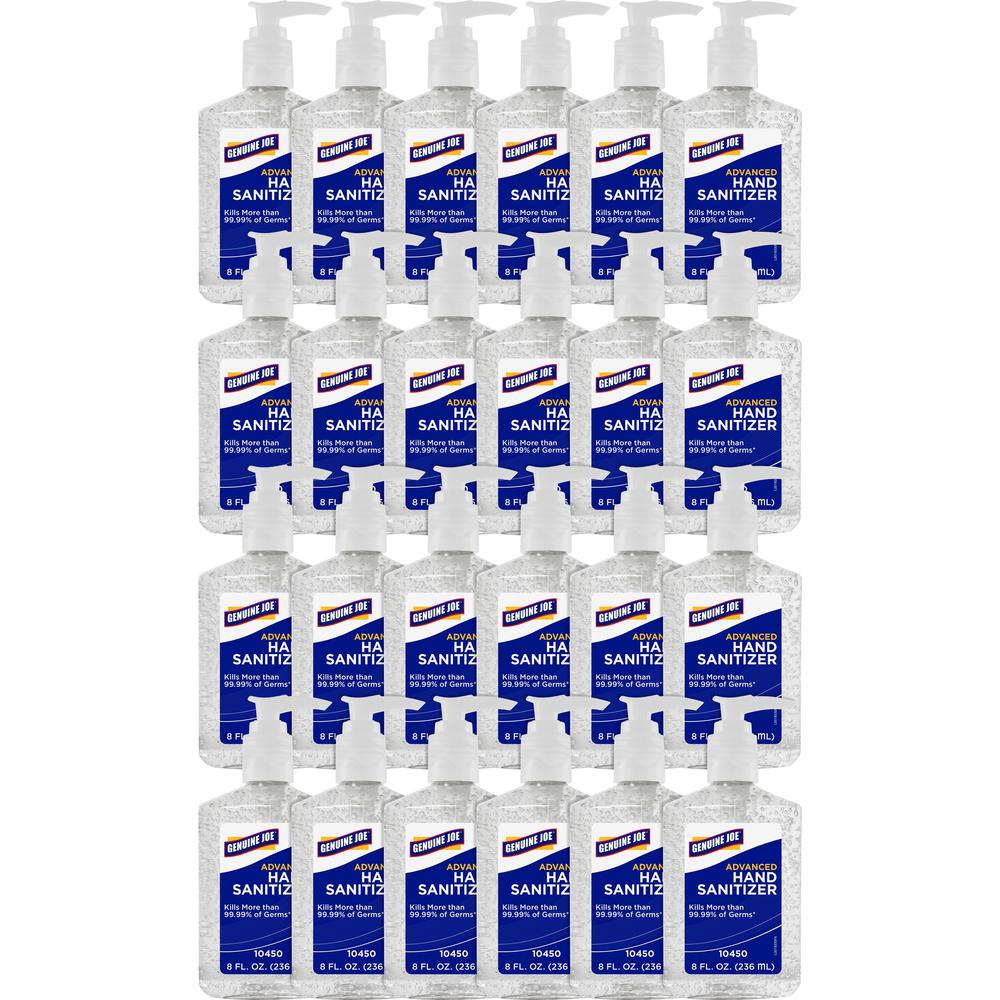 Genuine Joe Hand Sanitizer - Neutral Scent - 8.5 fl oz (251.4 mL) - Pump Bottle Dispenser - Kill Germs - Hand - Clear - Bio-based - 24 / Carton. The main picture.
