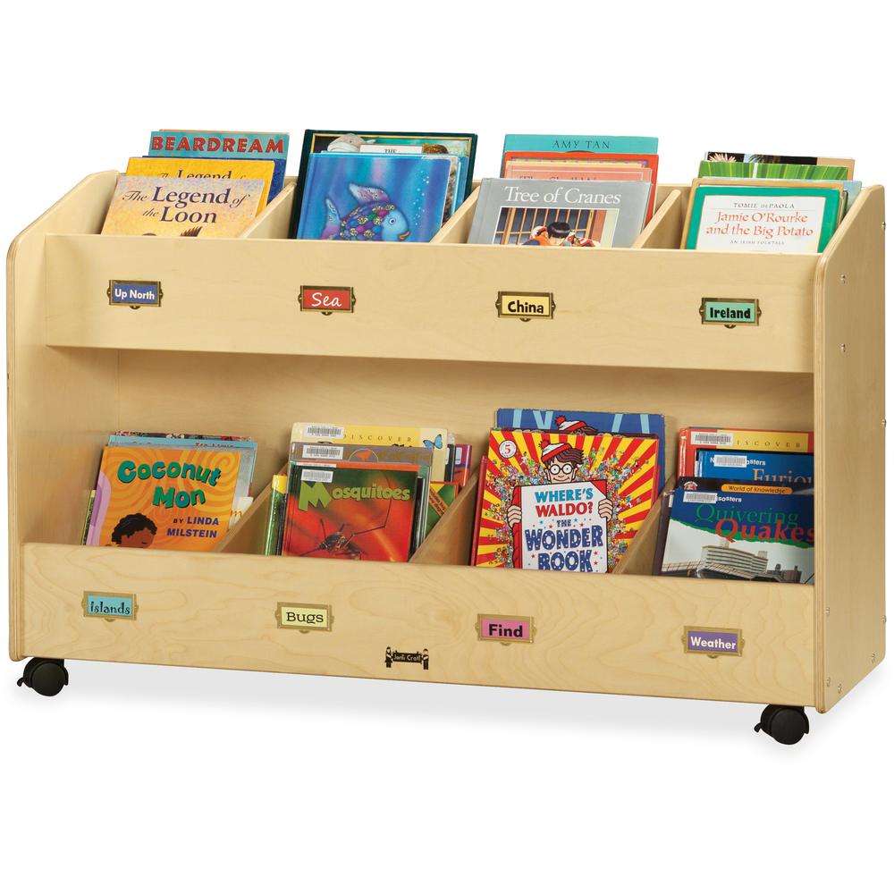 Jonti-Craft Mobile Section Book Storage Organizer - 8 Compartment(s) - 29.5" Height x 48" Width x 16" Depth - Label Holder, Lockable Casters, Rounded Corner, Durable, Yellowing Resistant - Baltic - Ac. Picture 1