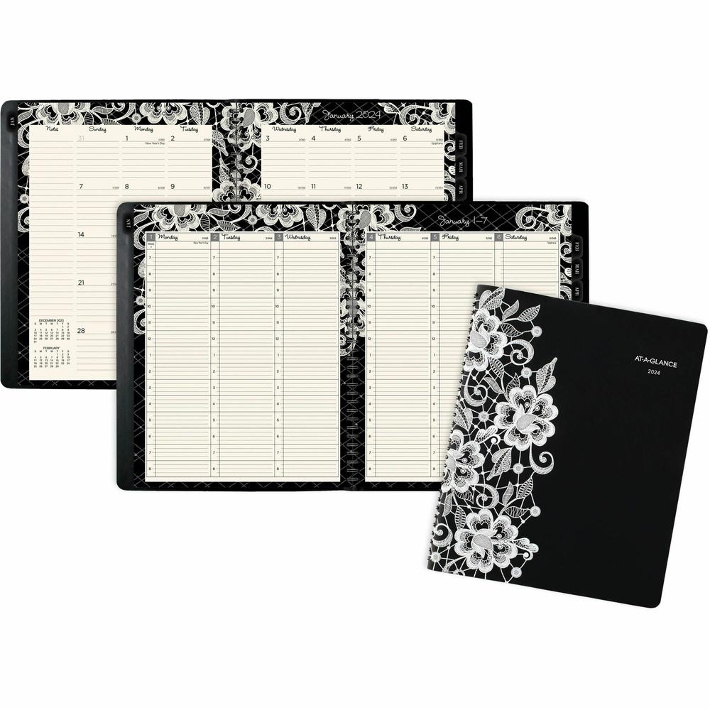 At-A-Glance Lacey 2024 Weekly Monthly Appointment Book Planner, Large, 8 1/2" x 11" - Large Size - Professional - Julian Dates - Weekly, Monthly - 12 Month - January 2024 - January 2025 - 7:00 AM to 8. Picture 1