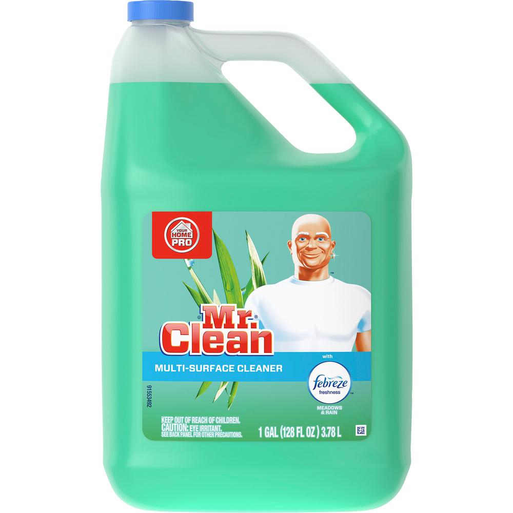 Mr. Clean Multipurpose Cleaner with febreze - For Multipurpose - 128 fl oz (4 quart) - Meadows & Rain ScentBottle - 1 Bottle - Dilutable - Green. Picture 1