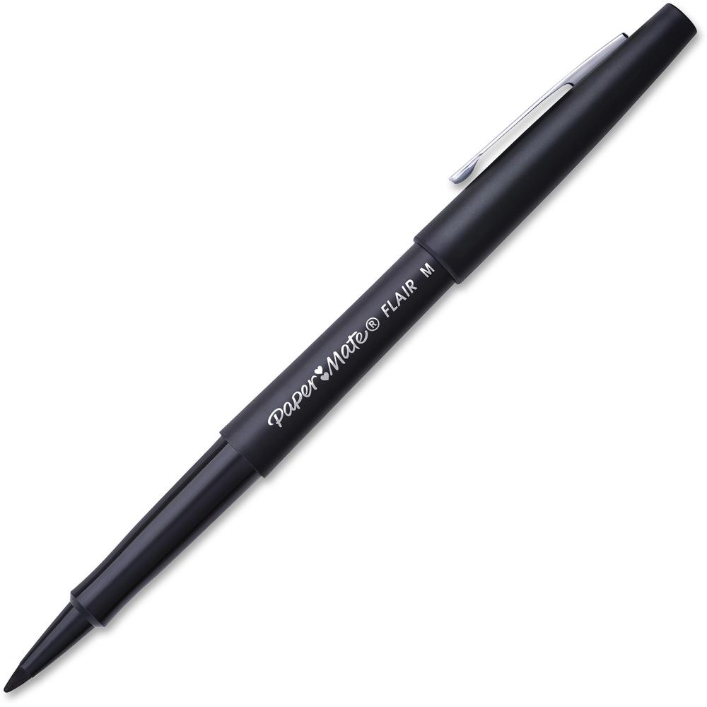 Paper Mate Flair Medium Point Porous Markers - Medium Pen Point - 1.4 mm Pen Point Size - Bullet Pen Point Style - Black Water Based Ink - Black Barrel - Felt Tip - 36 / Pack. Picture 1