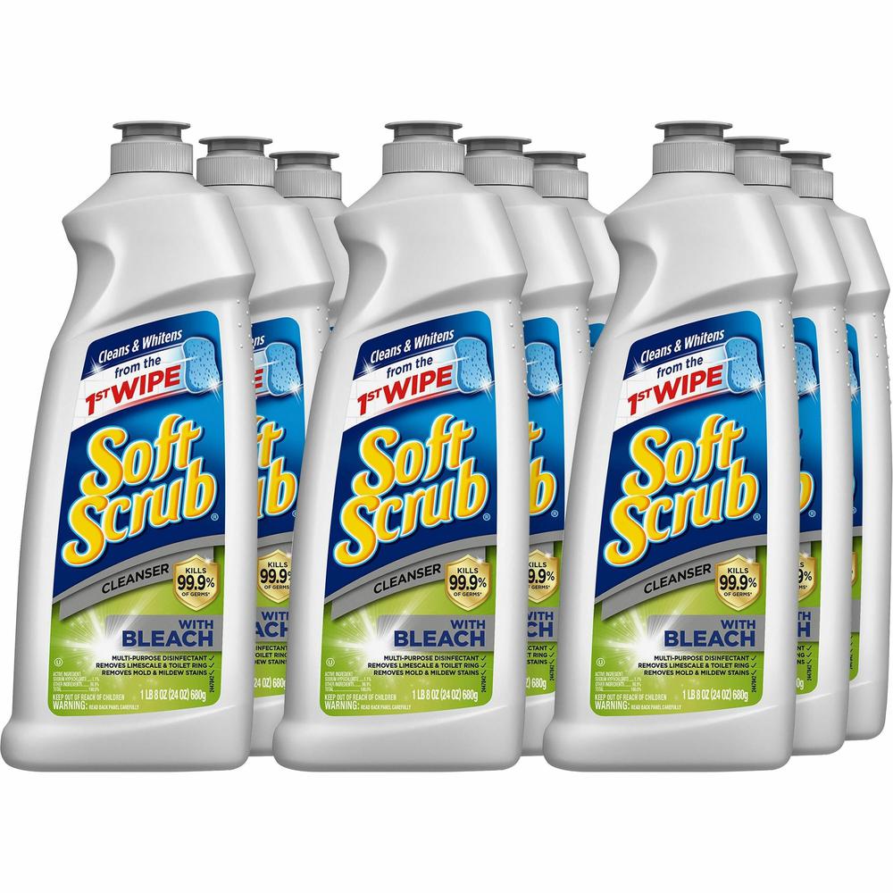 Dial Professional Soft Scrub with Bleach Cleanser - For Sink, Shower, Bathtub, Countertop, Stove Top, Toilet - 24 oz (1.50 lb) - Lemon ScentBottle - 9 / Carton - Phosphate-free, Anti-bacterial, Disinf. Picture 1