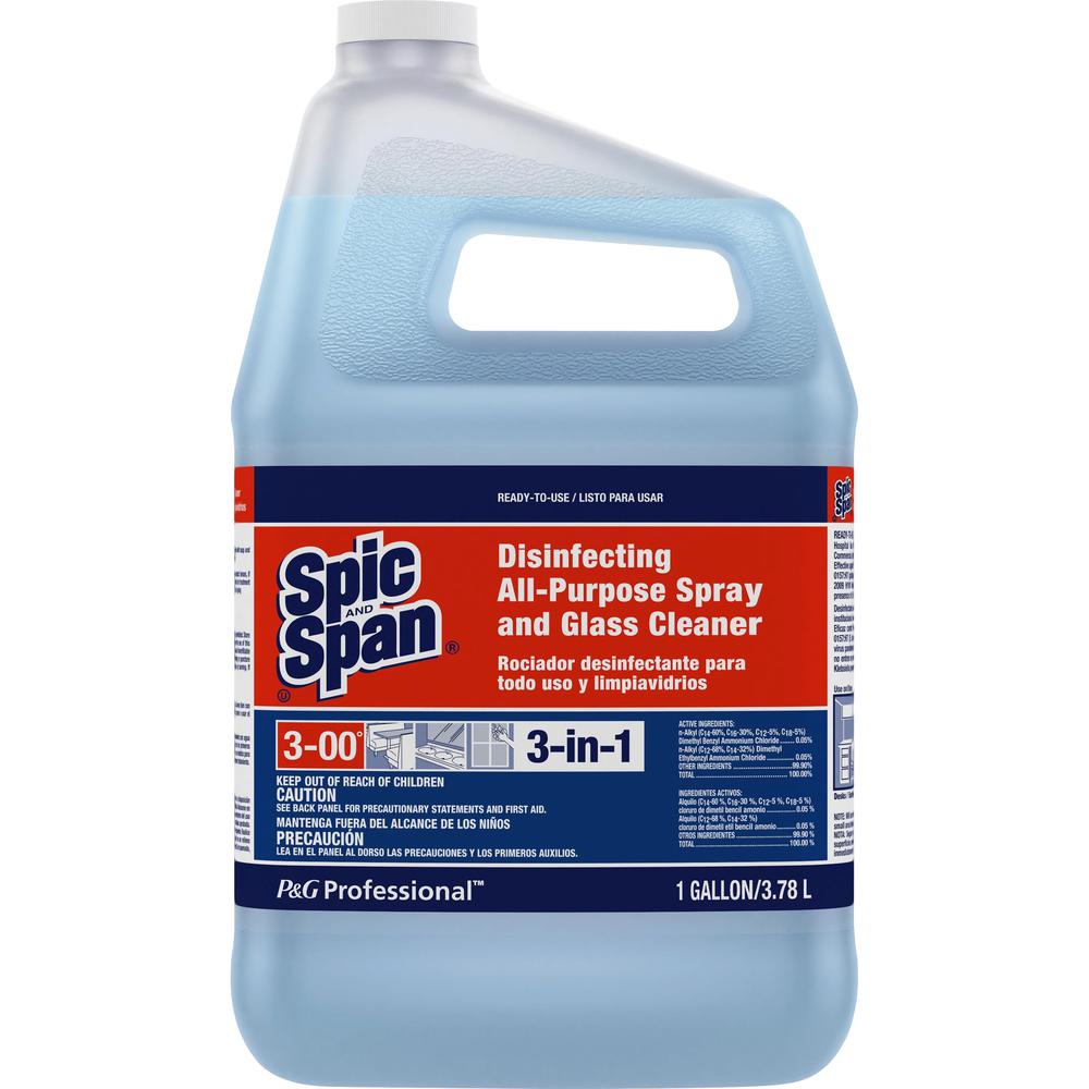 Spic and Span 3-in-1 All-Purpose Glass Cleaner - Spray - 128 fl oz (4 quart) - Fresh Scent - 1 Each - Light Blue. The main picture.