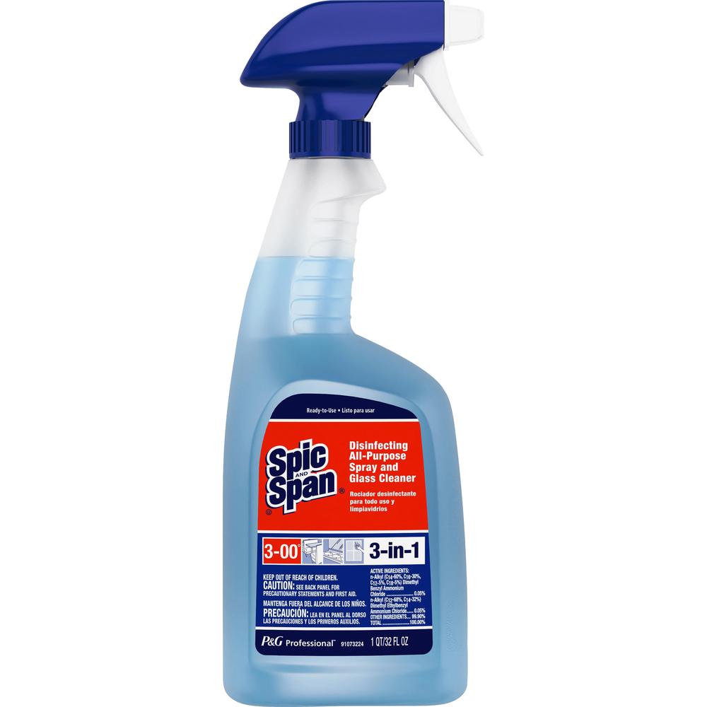 Spic and Span Disinfecting All Purpose Spray - For Multipurpose - 32 fl oz (1 quart) - Fresh Scent - 1 Bottle - Heavy Duty, Disinfectant, Anti-bacterial - Light Blue. Picture 1