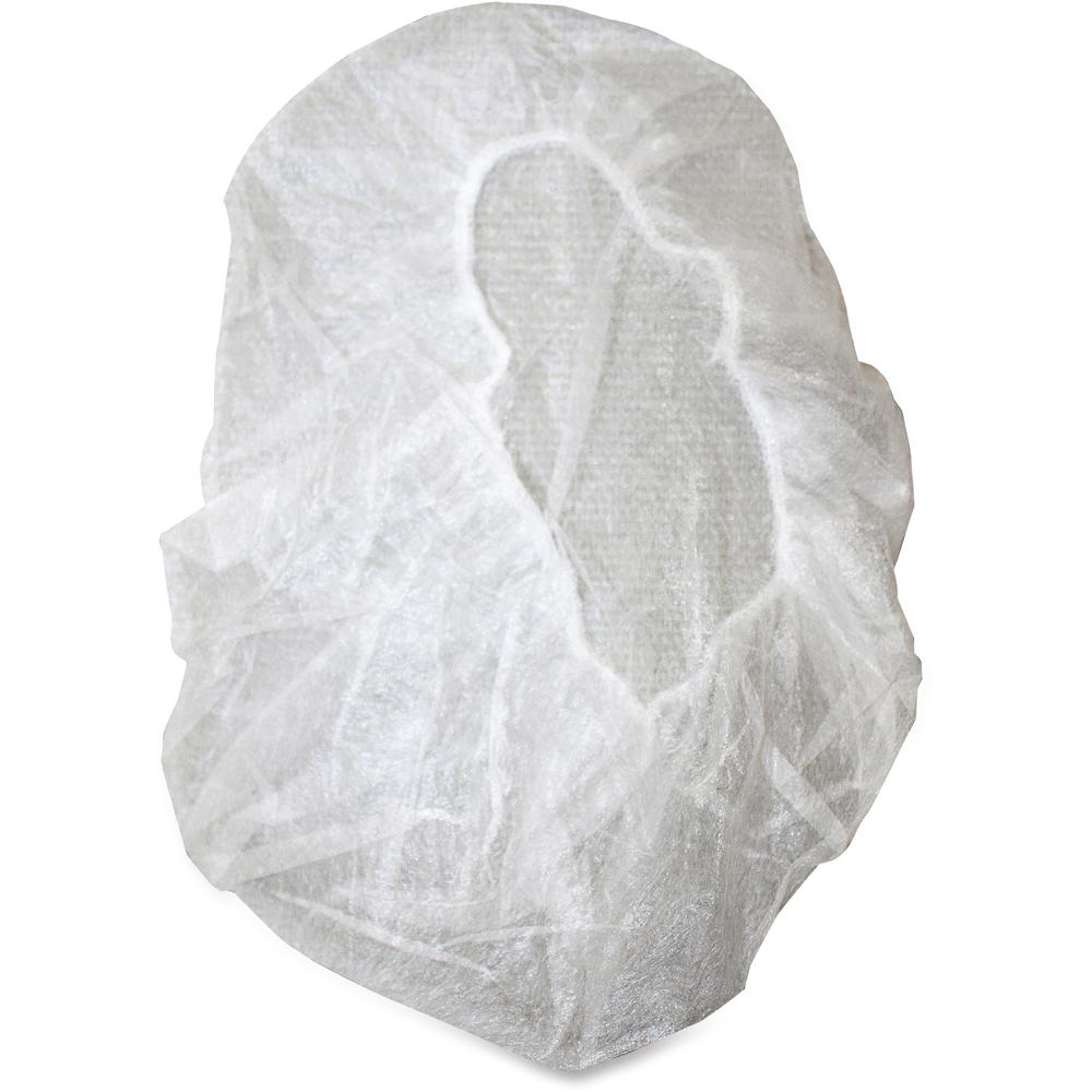 Genuine Joe Nonwoven Bouffant Cap - Recommended for: Hospital, Laboratory - Large Size - 21" Stretched Diameter - Contaminant Protection - Polypropylene - White - Lightweight, Comfortable, Elastic Hea. Picture 1