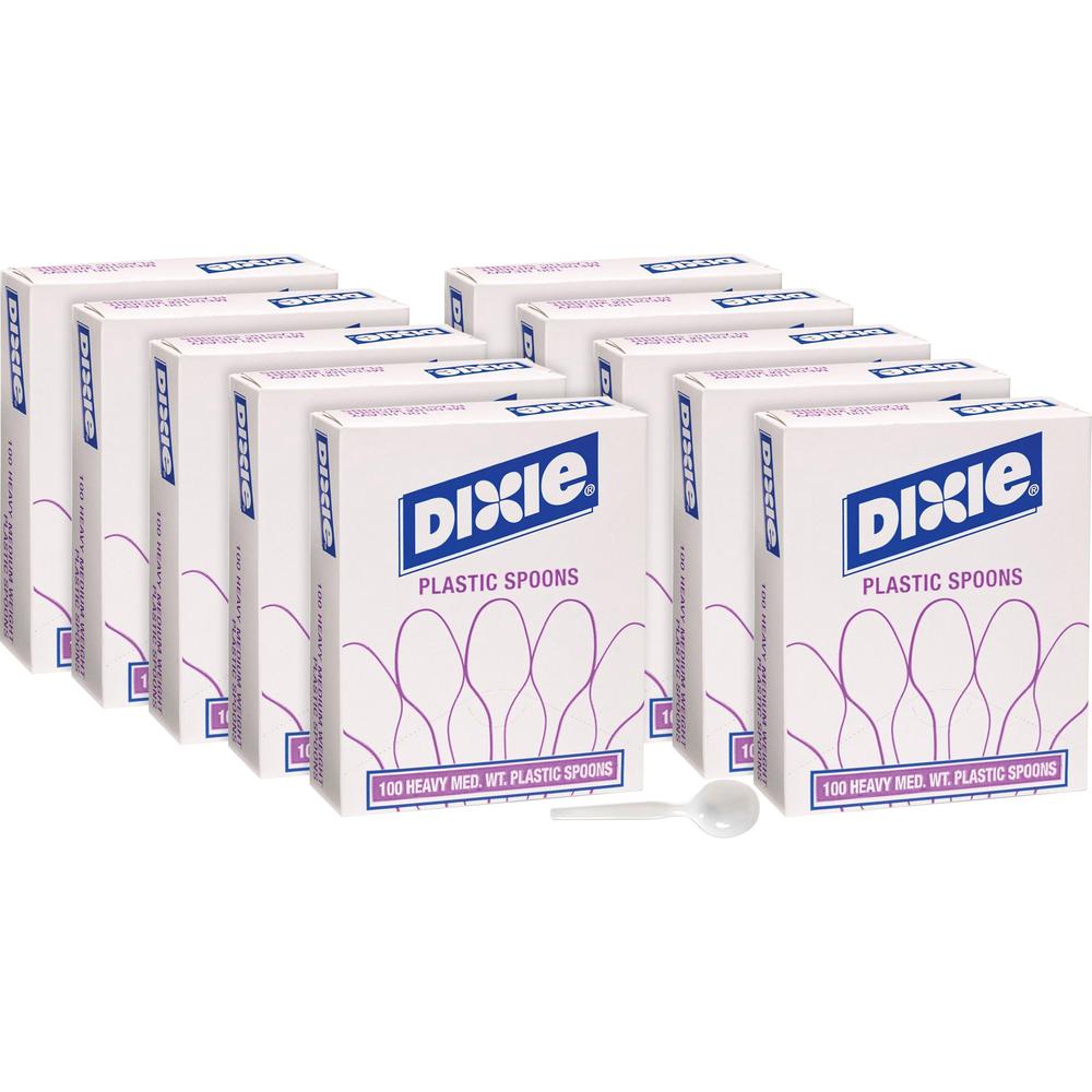 Dixie Heavy Medium-weight Disposable Soup Spoons Grab-N-Go by GP Pro - 100 / Box - 1000/Carton - Soup Spoon - 1000 x Soup Spoon - White. Picture 1