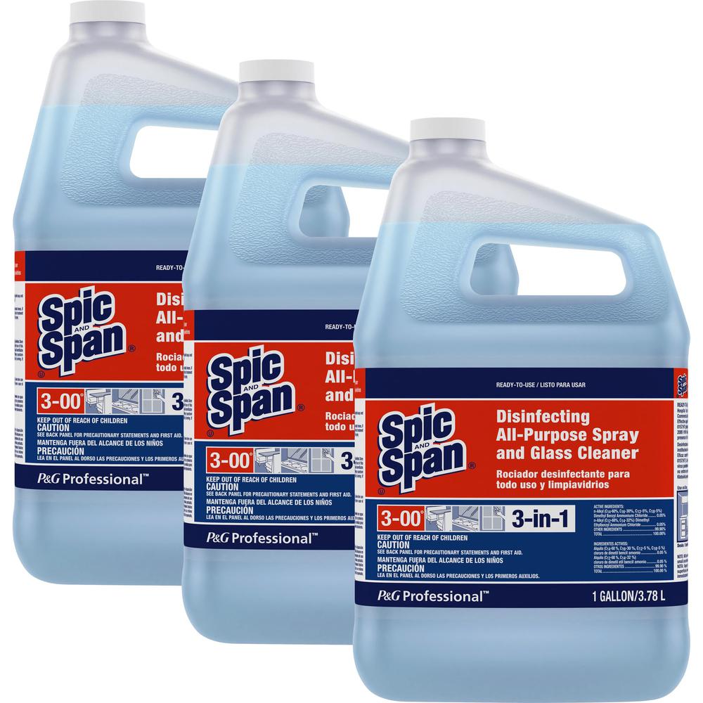 Spic and Span 3-in-1 All-Purpose Glass Cleaner - For Multipurpose, Multi Surface - Concentrate - 128 fl oz (4 quart) - Fresh Scent - 3 / Carton - Heavy Duty, Disinfectant, Anti-bacterial, Non-streakin. Picture 1