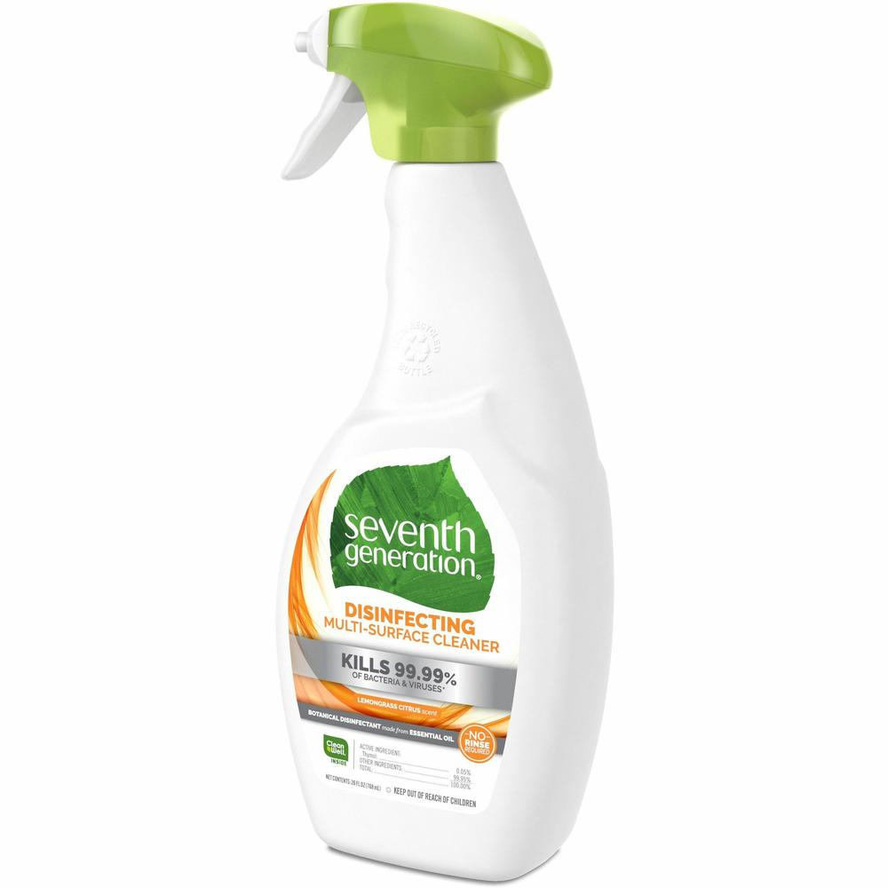 Seventh Generation Disinfecting Multi-Surface Cleaner - For Multi Surface, Multipurpose - 26 fl oz (0.8 quart) - Lemongrass Citrus Scent - 8 / Carton - Disinfectant, Streak-free, Rinse-free. Picture 1