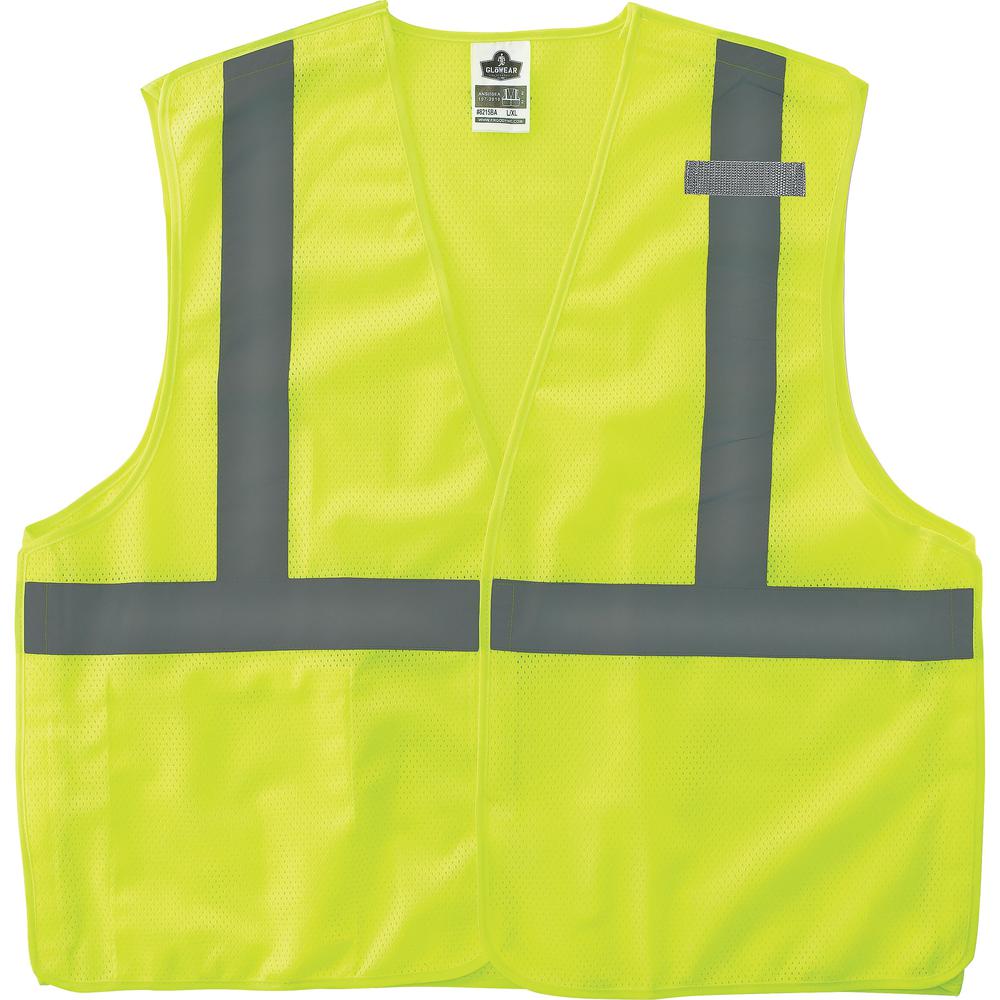 GloWear Lime Econo Breakaway Vest - Small/Medium Size - Lime - Reflective, Machine Washable, Lightweight, Hook & Loop Closure, Pocket - 1 Each. Picture 1